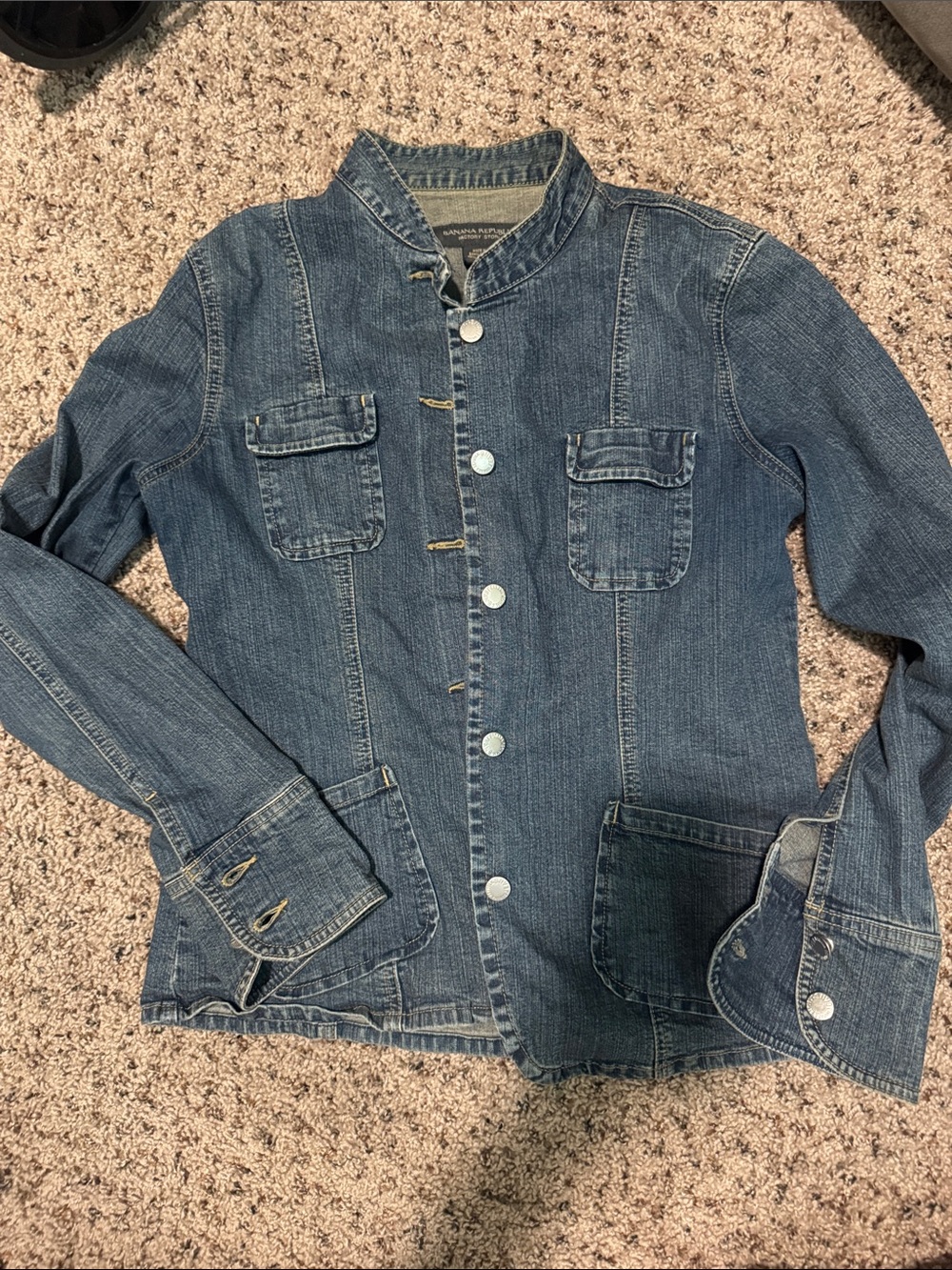 Banana Republic Factory Denim Button-Front Jacket in Medium Blue